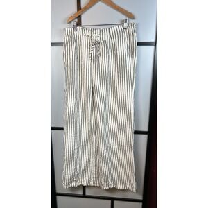 Thread & Supply Linen Blend Wide Leg Trousers Striped Women Size L